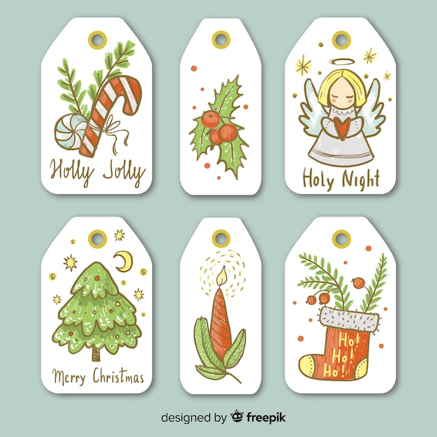 Lovely hand drawn christmas label collection