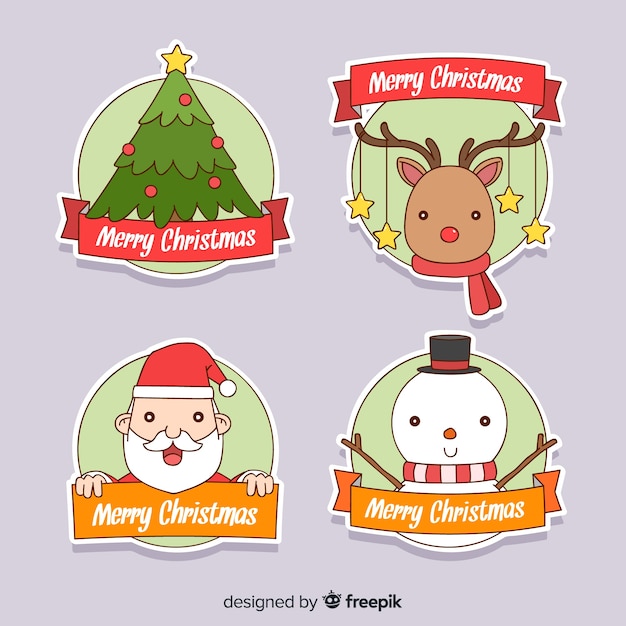 Lovely hand drawn christmas label collection