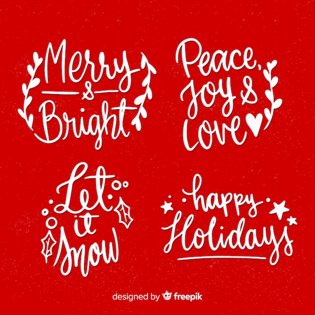 Free Vector lovely hand drawn christmas label collection