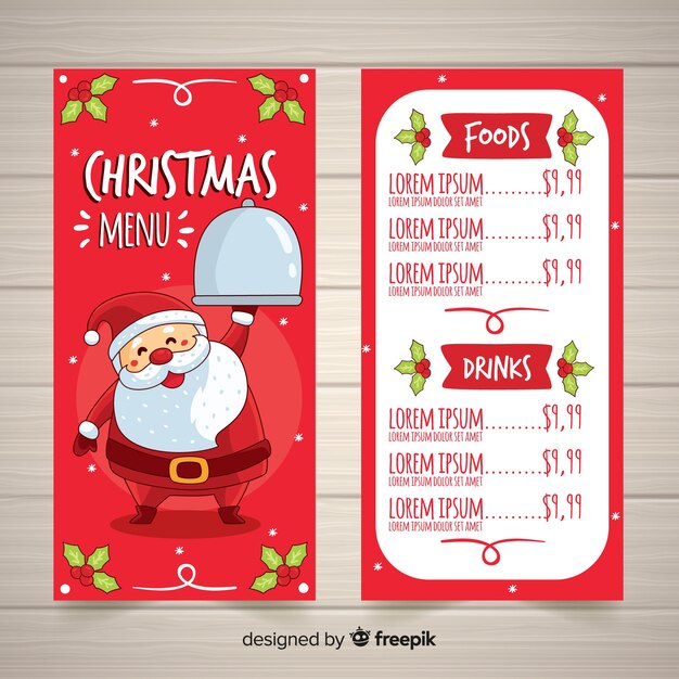 Lovely hand drawn christmas menu template