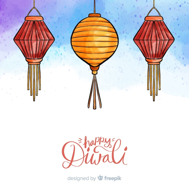 Free Vector lovely hand drawn diwali background