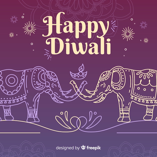 Free vector lovely hand drawn diwali background