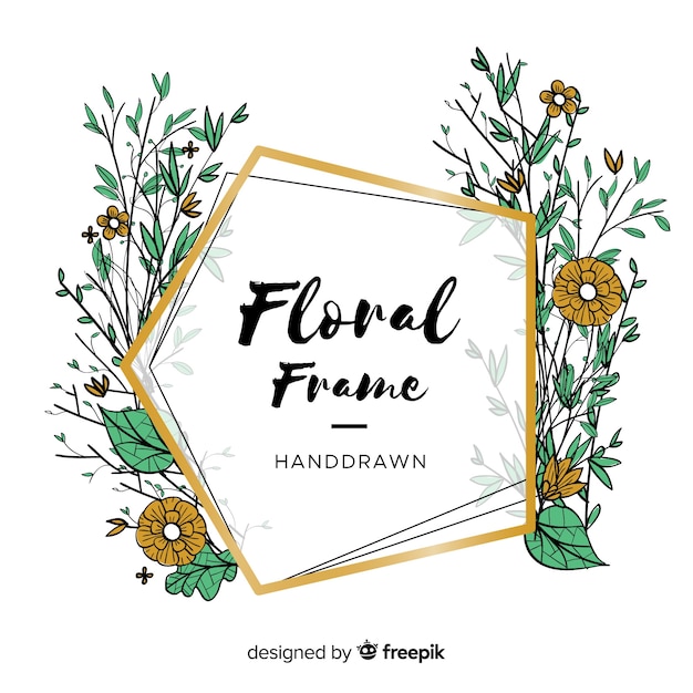 Free vector lovely hand drawn floral frame