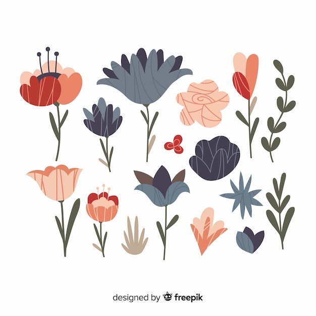 Free Vector lovely hand drawn flower collection