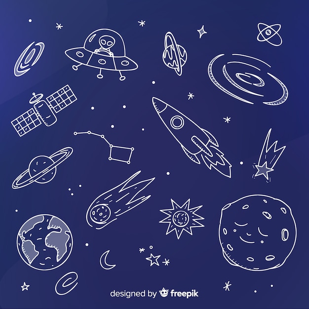 Free vector lovely hand drawn galaxy background