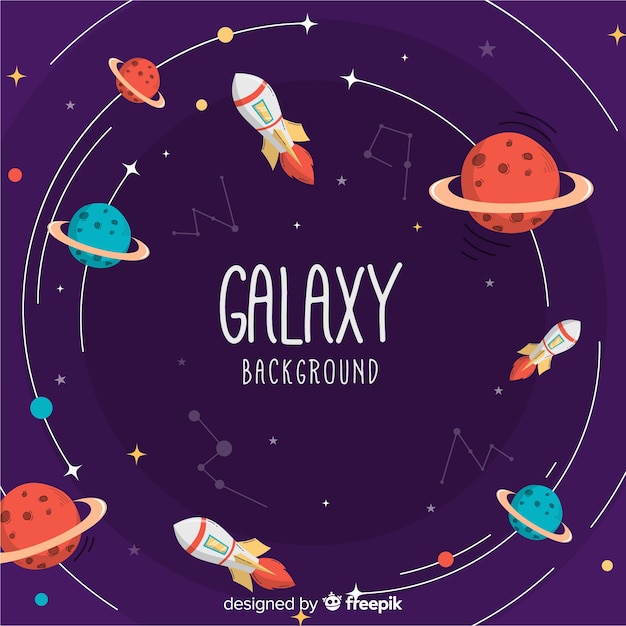 Free Vector lovely hand drawn galaxy background