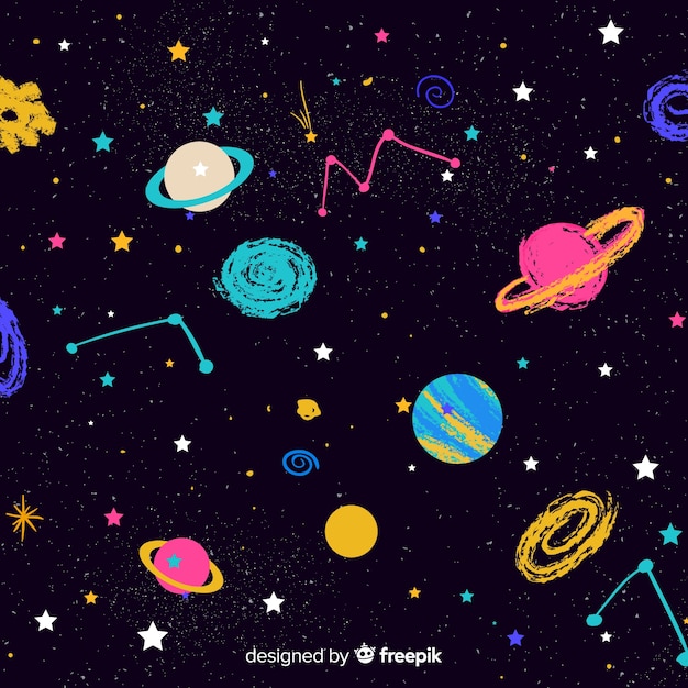 Lovely hand drawn galaxy background