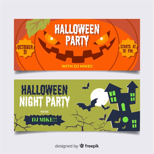 Free vector lovely hand drawn halloween banners