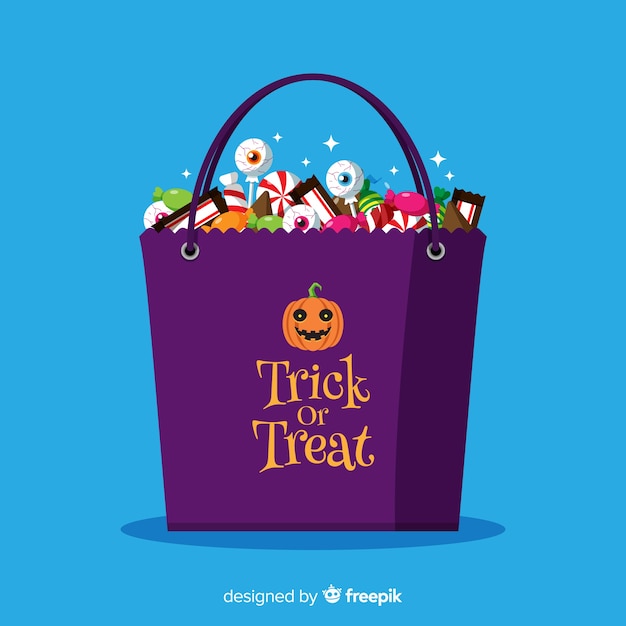 Free Vector lovely hand drawn halloween candy bag