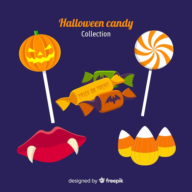 Free vector lovely hand drawn halloween candy collection