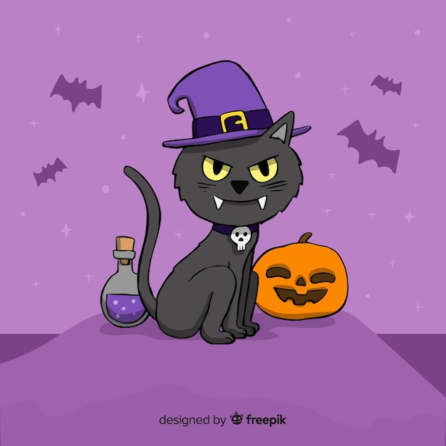 Lovely hand drawn halloween cat