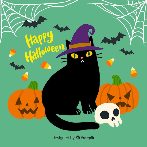 Lovely hand drawn halloween cat