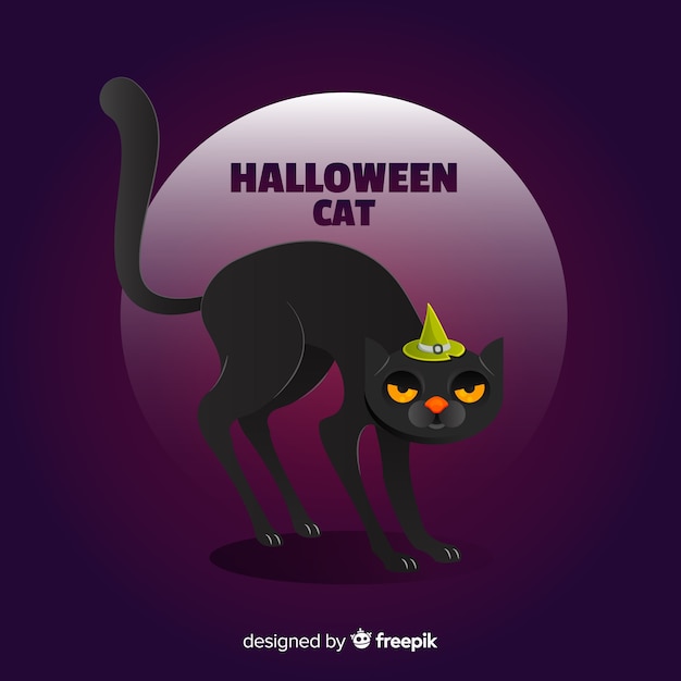 Free Vector lovely hand drawn halloween cat