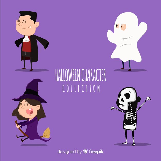 Lovely hand drawn halloween character collection