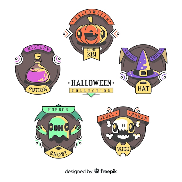 Lovely hand drawn halloween label collection