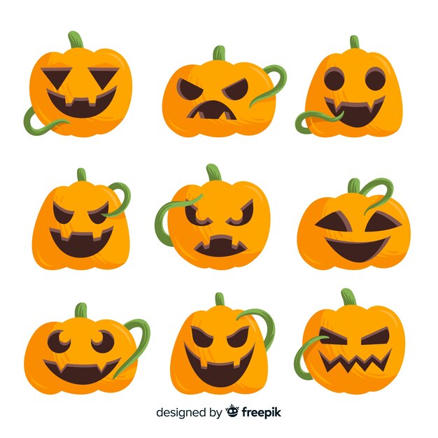 Lovely hand drawn halloween pumpkin collection