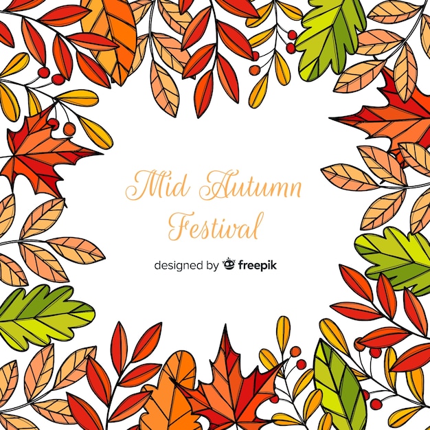 Free Vector lovely hand drawn mid autumn festival composition