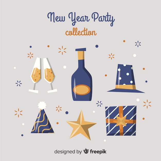 Lovely hand drawn new year party element collection