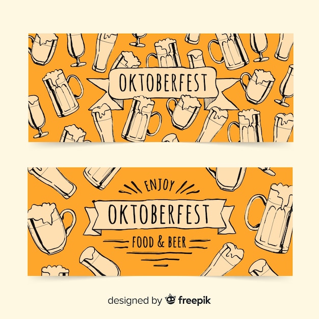 Lovely hand drawn oktoberfest banners