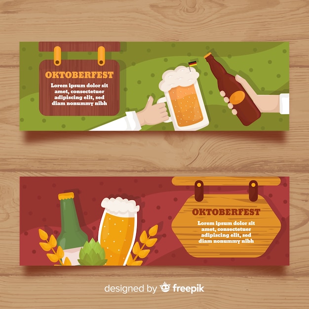 Free Vector lovely hand drawn oktoberfest banners