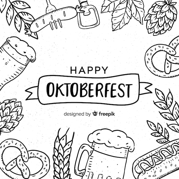 Lovely hand drawn oktoberfest composition