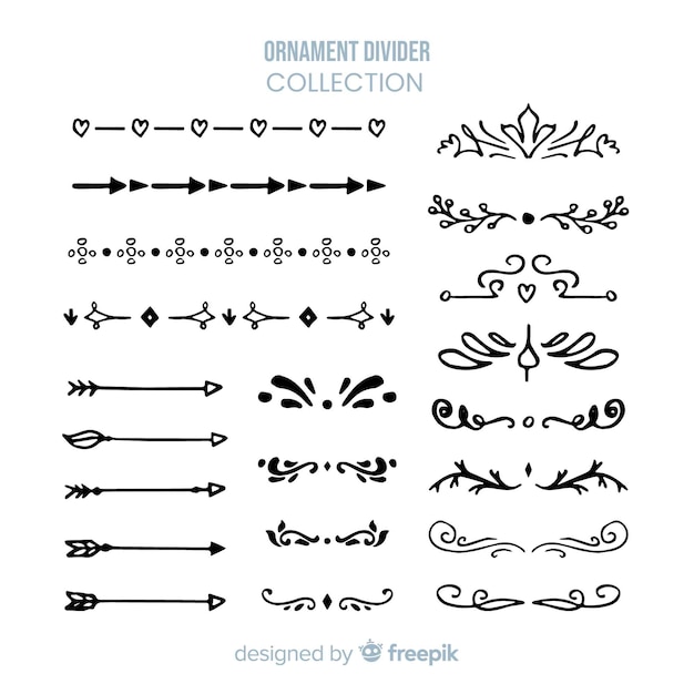 Free Vector lovely hand drawn ornament divider set