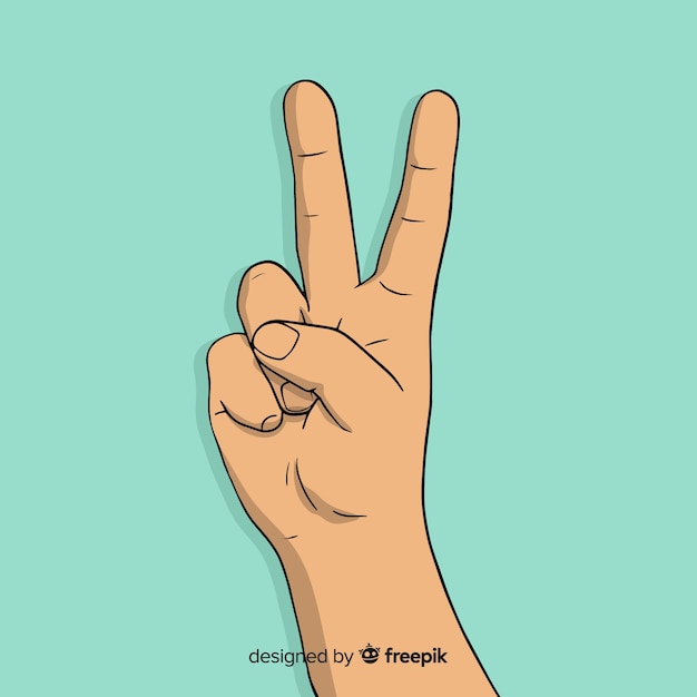 Lovely hand drawn peace fingers symbol