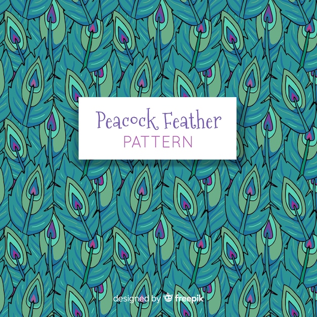 Free vector lovely hand drawn peacock feather pattern