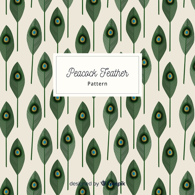 Free vector lovely hand drawn peacock feather pattern