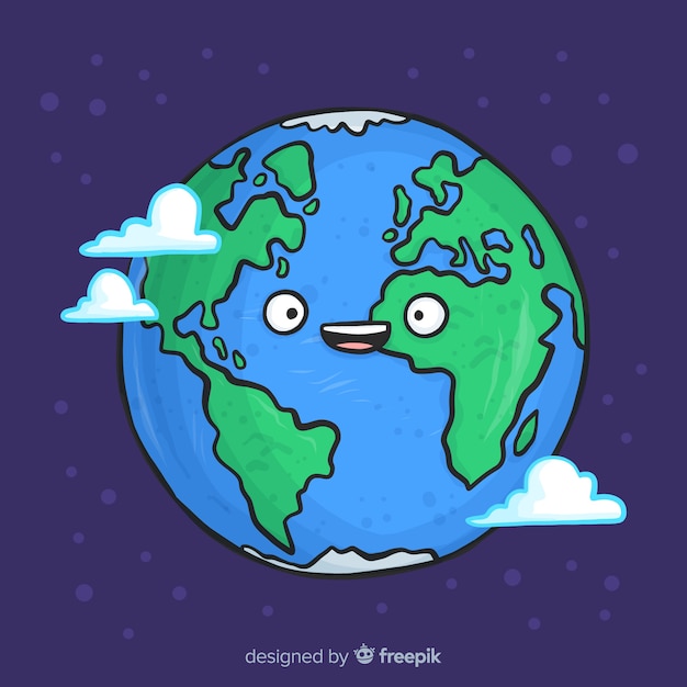 Lovely hand drawn planet earth composition