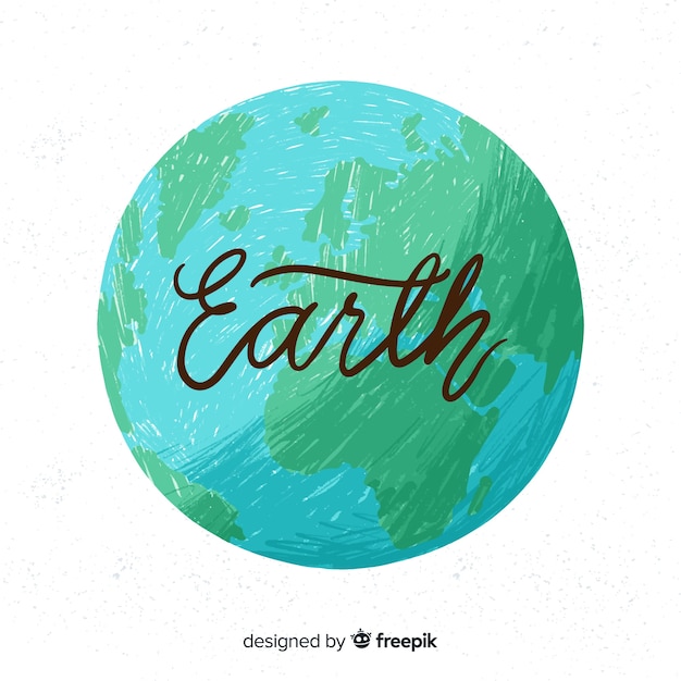 Free Vector lovely hand drawn planet earth composition