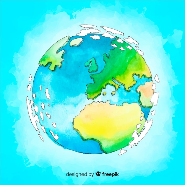 Free Vector lovely hand drawn planet earth composition