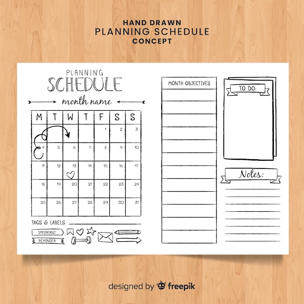 Lovely hand drawn planning schedule concept