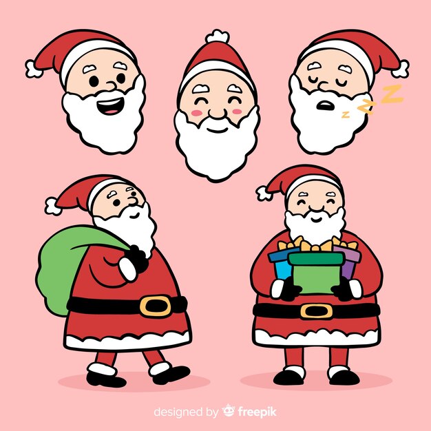 Lovely hand drawn santa claus character collection