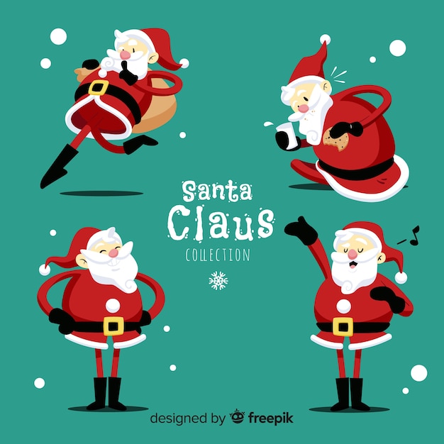 Free vector lovely hand drawn santa claus character collection