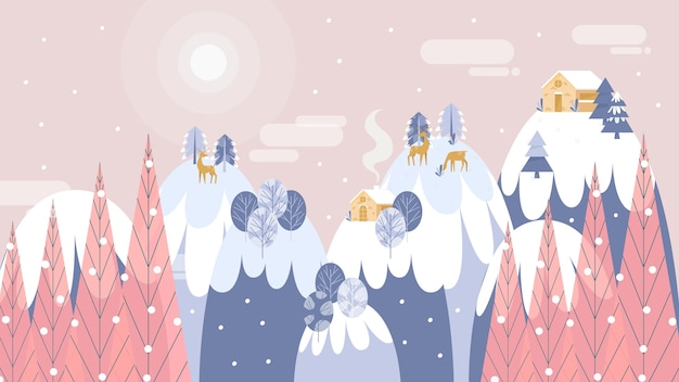 Free Vector lovely hand drawn snow background