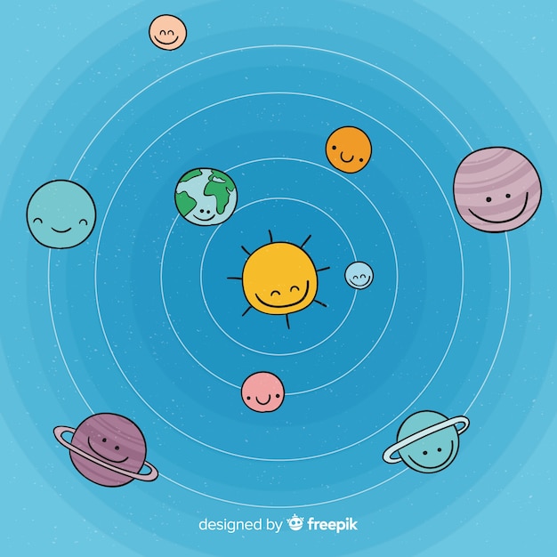 Lovely hand drawn solar system scheme