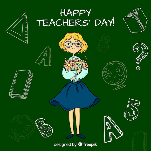 Free Vector lovely hand drawn teachers' day composition