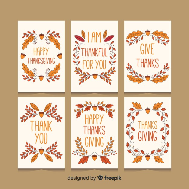 Lovely hand drawn thanksgiving card collection