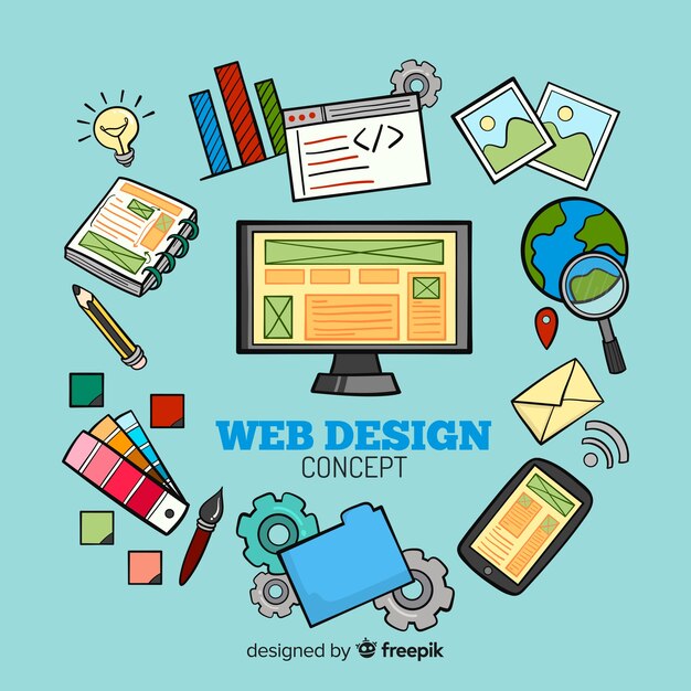 Lovely hand drawn web design composition