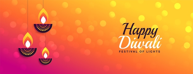 Free Vector lovely happy diwali bokeh banner with vibrant colors