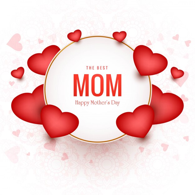 Lovely happy mothers day card with hearts background