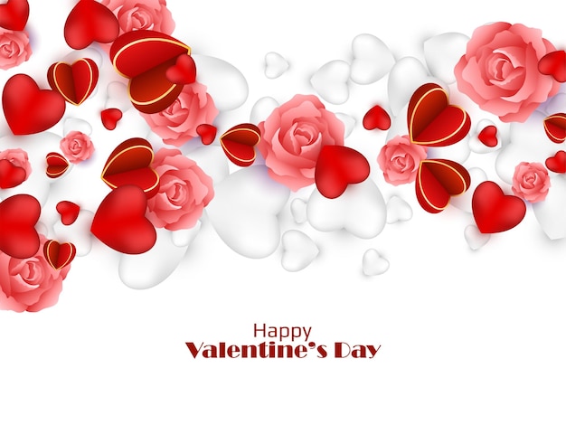 Lovely Happy Valentines day celebration decorative hearts background vector