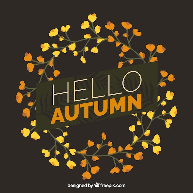 Free Vector lovely hello autumn background with flat design