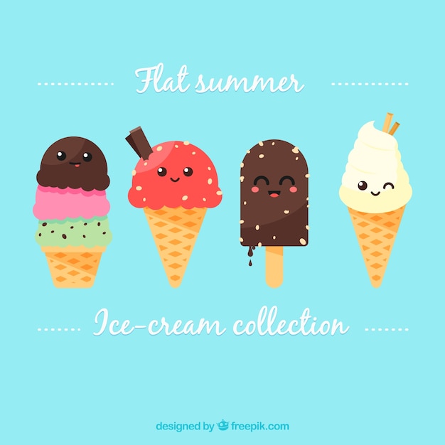 Lovely ice-cream characters set