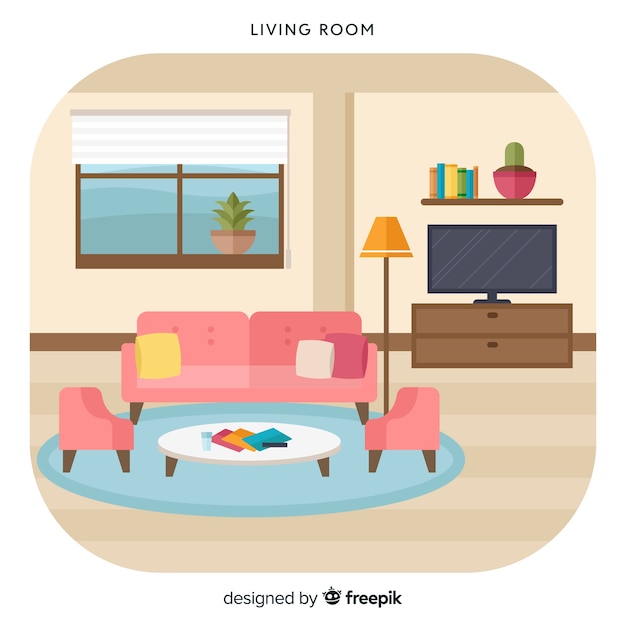 Lovely living room with flat design