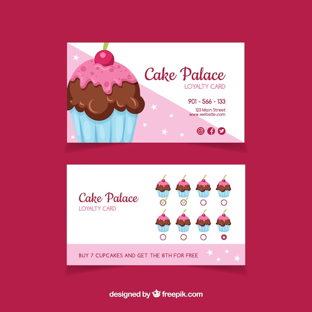 Lovely loyalty card template with cupcake