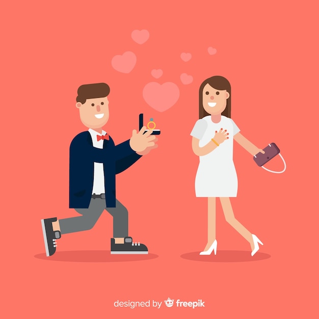 Lovely marriage proposal composition with flat design