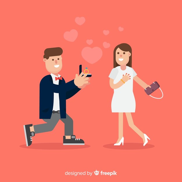 Lovely marriage proposal composition with flat design