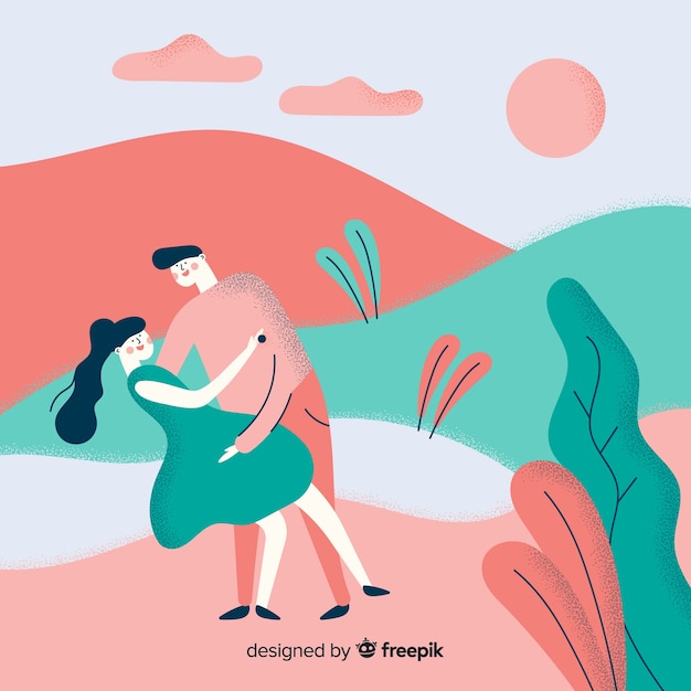 Lovely marriage proposal composition with flat design